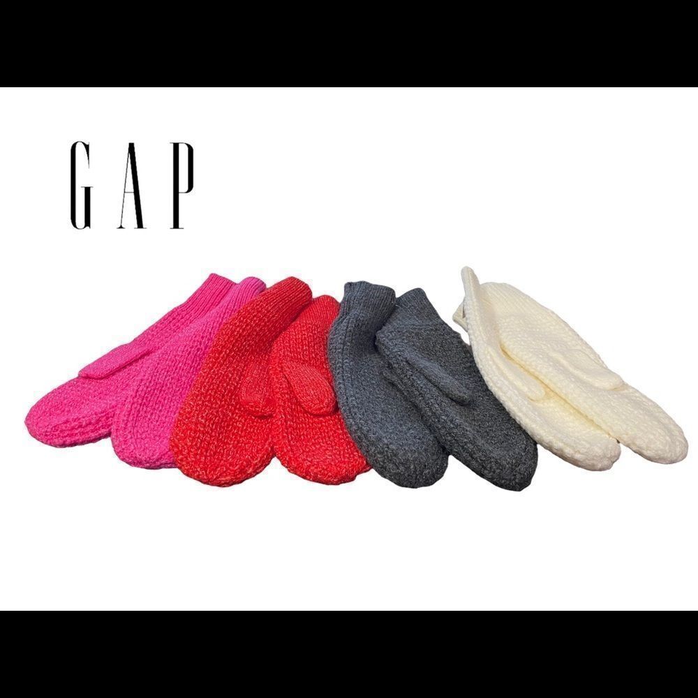 NEW Gap Women's Waffle Knit Set of 4 Pairs Red Pink Off White Gray Mittens